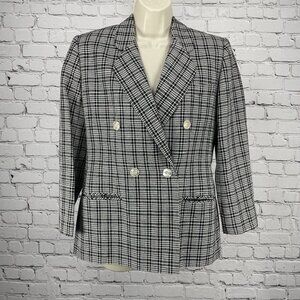 Vintage Giorgio Sant’ Angelo Black White Check Lightweight Blazer Jacket Small S